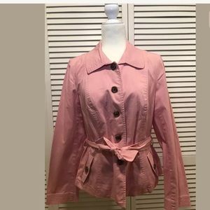 NWOT SZ 12 Talbots Short Trench Coat Jacket Pink